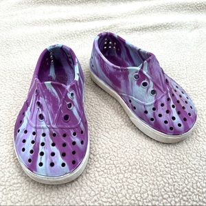 NATIVE Purple Blue Tie Dye Jericho Slip On Perforated Kid Shoes Size C7